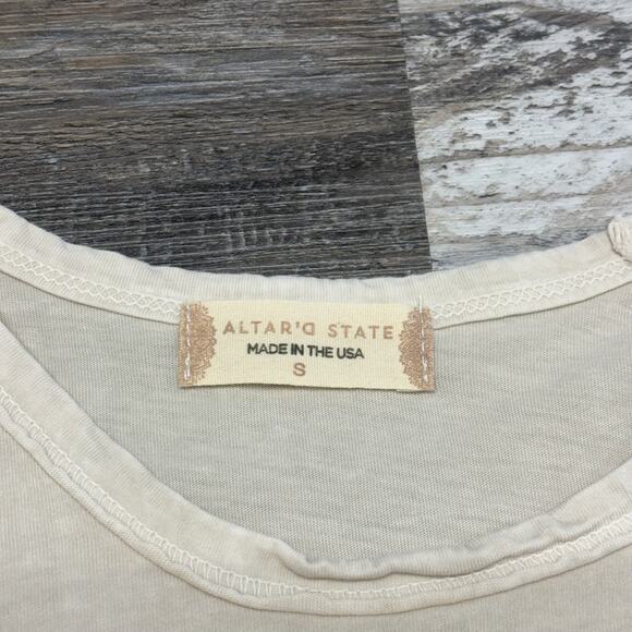 NWT Altar’d State Cream Womens Nashville Honky Tonk S Lettuce Hem Crop T-Shirt - Picture 4 of 11